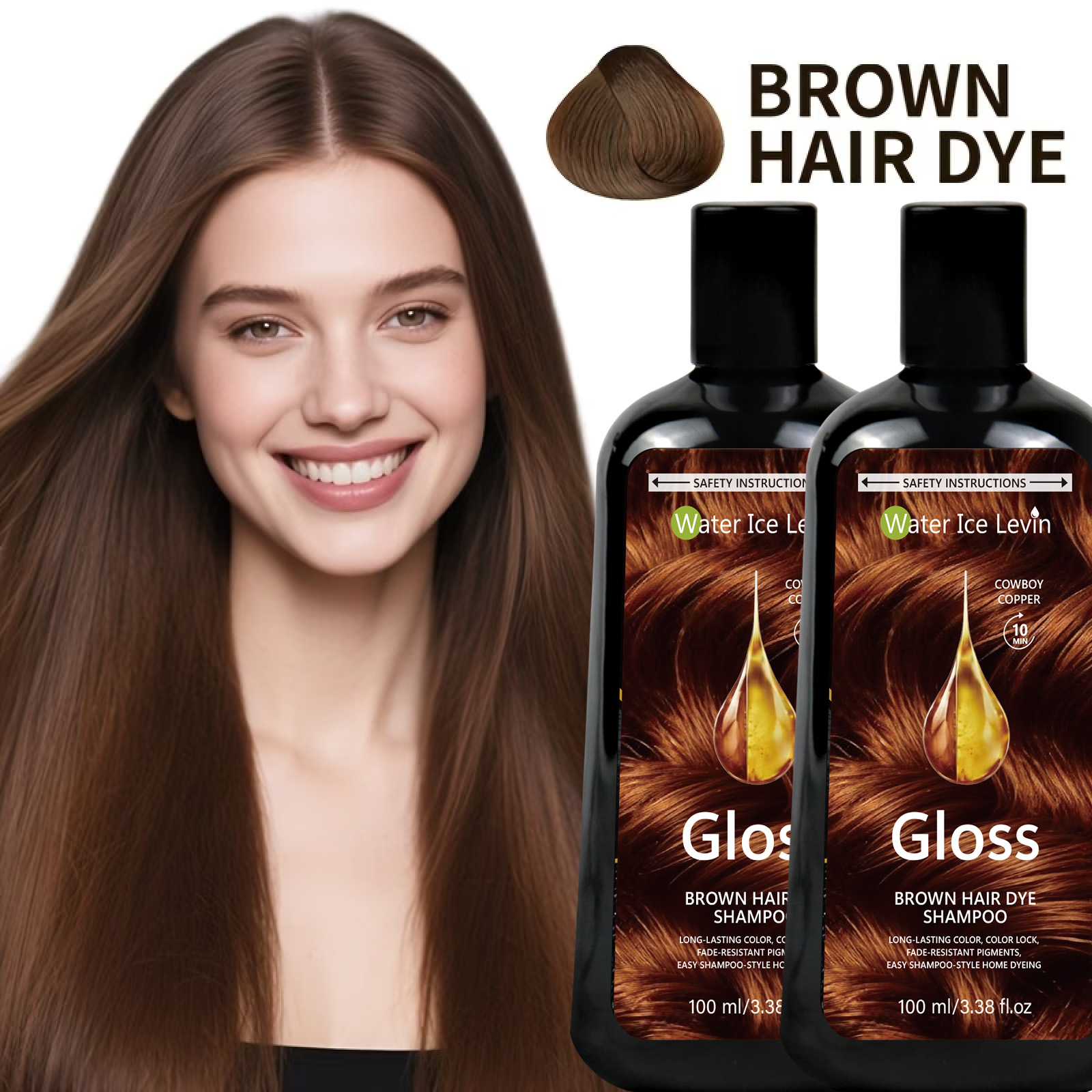 Hair Spray Color - 브라운 헤어 염색 샴푸 100ml, 카우보이